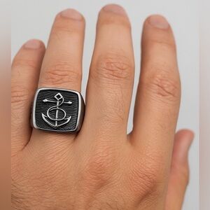 459- Nautical Anchor Handmade Men's Ring Size 9 NWT